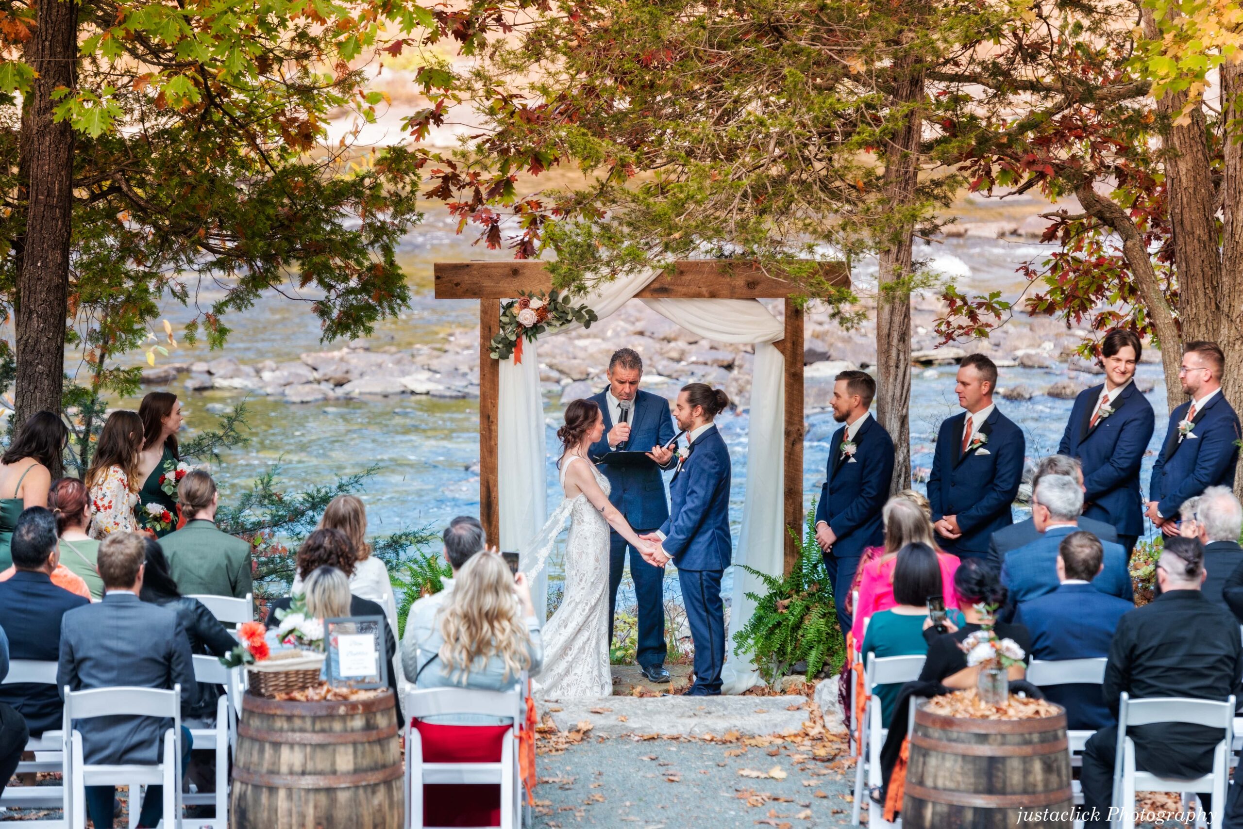 Forest wedding ceremony on the crowe river